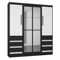Guarda-roupa Casal com Espelho, 4 Portas e 6 Gavetas