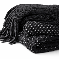 Manta de Presente Cáqui Tricotada com Franjas